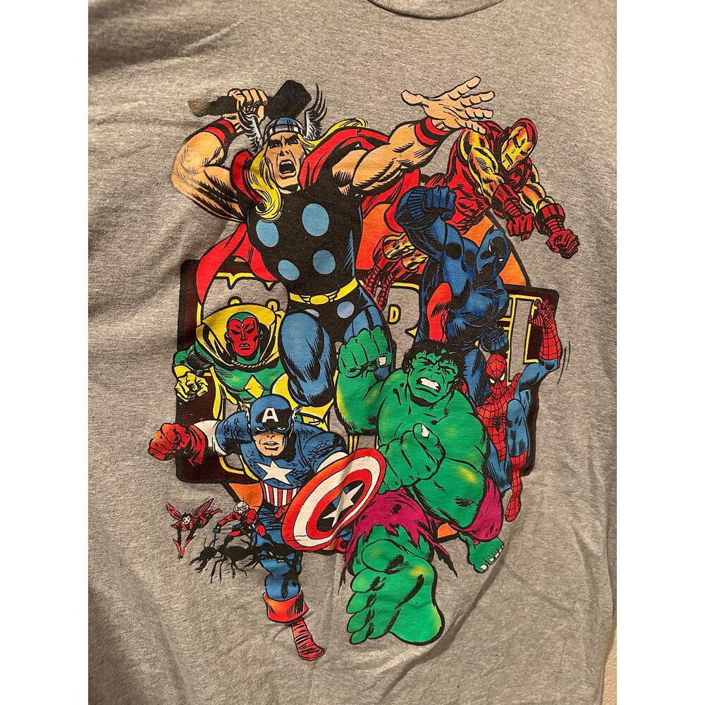Marvel Avengers Disney Comic Book Graphic Style Grey Tee 3XL